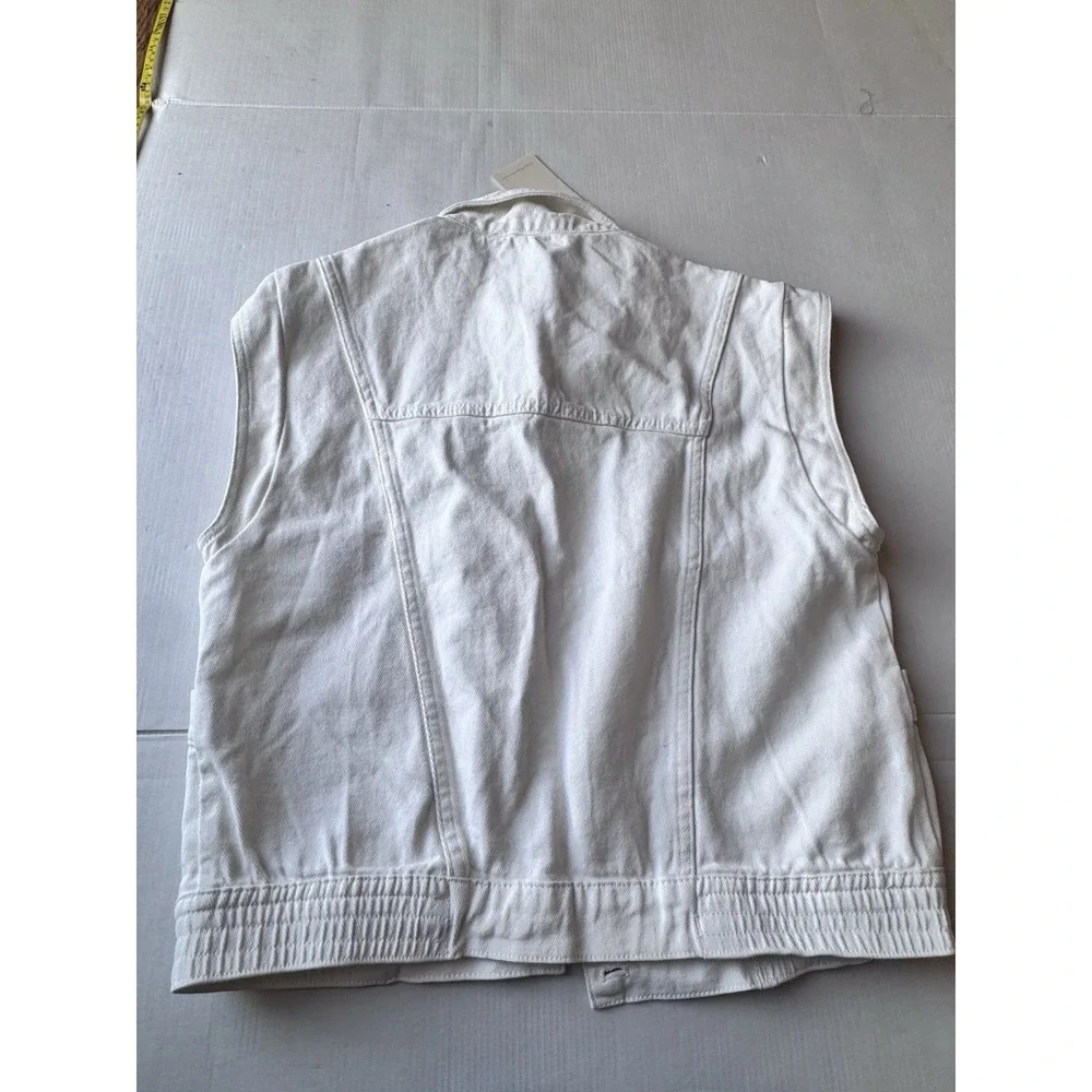 Elan White Wash Denim Jean Button Up Vest‎ NWT Size Medium